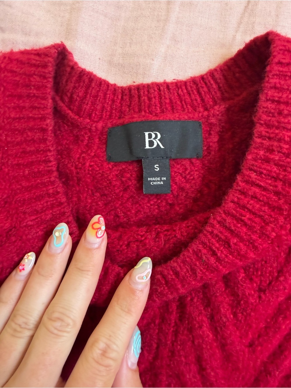 Banana Republic Raspberry Red Cable Crewneck Sweater - Picture 2 of 4